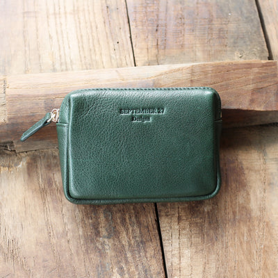 Billetera Monedero de Cuero con Cremallera y Diseño Tridimensional