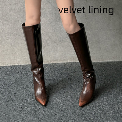 Botas Cuña Temperamento Piel de Vaca Talla Grande - Image 7