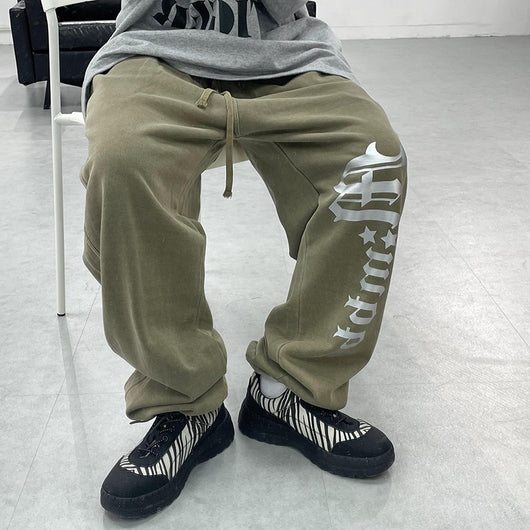 Pantalones de Chándal Vintage Desgastados con Letras