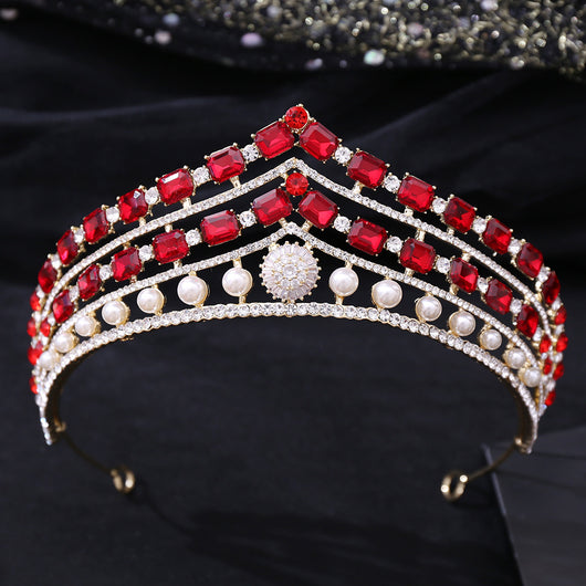Conjunto de Joyería Nupcial Corona Barroca de Aleación con Zirconia y Pedrería - Image 9