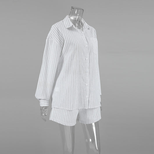 Camisa Manga Larga a Rayas Blancas - Dos Piezas Cómoda - Image 17