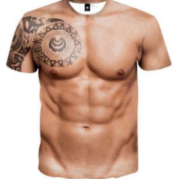 Playera 3D con Estampa de Músculo - Cuello Redondo para Hombre
