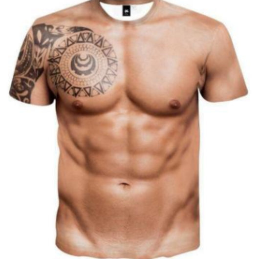 Playera 3D con Estampa de Músculo - Cuello Redondo para Hombre