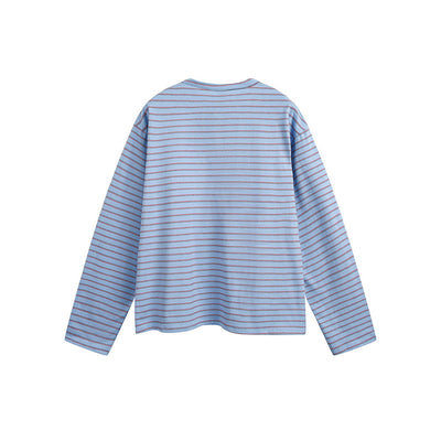 Camiseta Manga Larga Rayas Retro Americana con Bordado para Hombre - Image 5
