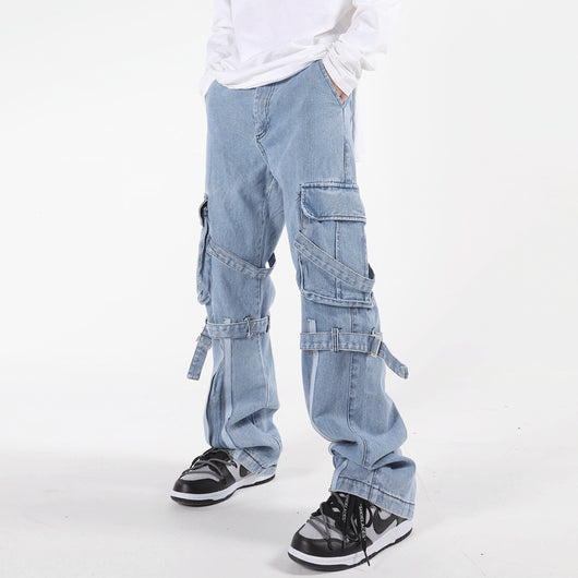 Pantalones Rectos Sueltos con Costuras y Cierre Tipo Street - Image 13