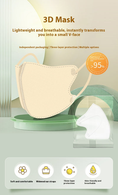 Black 3D stereoscopic protective face mask with ear hooks, individually packed, shown with a box of 30. - Image 9