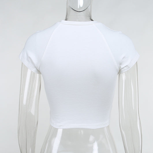Crop Top Estilo Hong Kong con Lentejuelas y Letras - Ajustado y Casual - Image 36