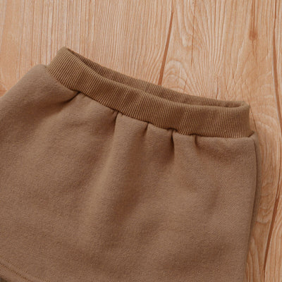 Conjunto Otoñal: Sudadera con Capucha de Manga Larga + Falda Corta Color Sólido - Image 4