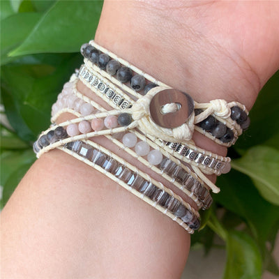 Pulsera de Piedras Naturales Multicapa Tejida - Image 6