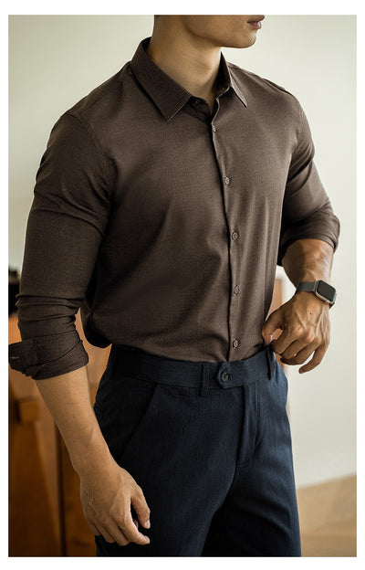 Camisa de Lana Modal Estilo Old Money para Hombre - Image 22