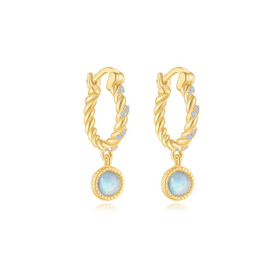 Aretes de Plata Esterlina S925 con Ópalo Azul y Diamantes - Diseño Europeo - Image 11
