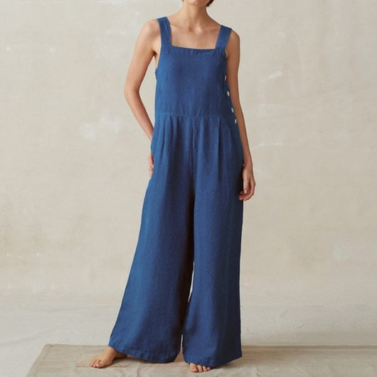 Mono Ancho de Algodón y Lino para Mujer con Bolsillos - Image 10
