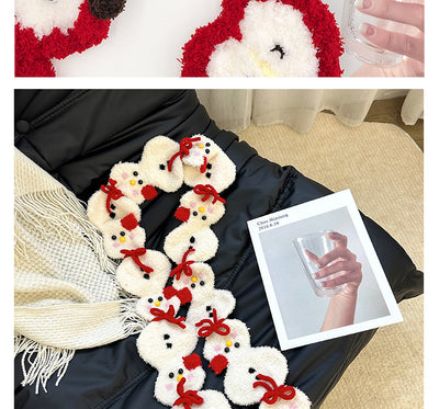 Bufanda Navideña de Mujer Tejida a Mano con Diseño de Muñeco de Nieve - Image 32