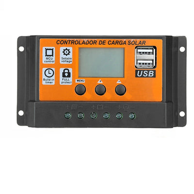 Controlador Solar LCD con Panel de Carga Naranja - Image 2