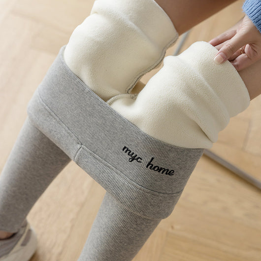 Pantalón Acolchado Talle Alto para Otoño e Invierno con Forro de Terciopelo