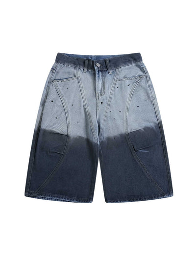 Jeans Cropped Desteñido Tie-dye Degradado Estilo Vintage - Image 13