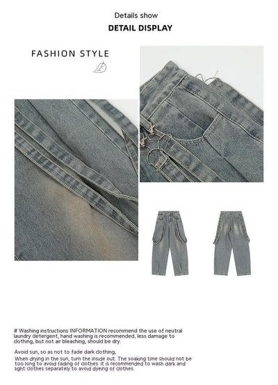 Pantalones Casuales Vintage Desgastados con Diseño de Cinta Minoritaria - Image 7