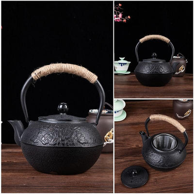 Tetera de Hierro Fundido Artesanal Sin Recubrimiento para Té Kung Fu - Image 10