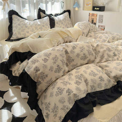 Juego de Cama Algodón Lavado Encaje Tulipán Estilo Coreano 4 Piezas - Image 13