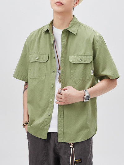 Camisa de Trabajo Retro Manga Corta para Hombre - Image 12