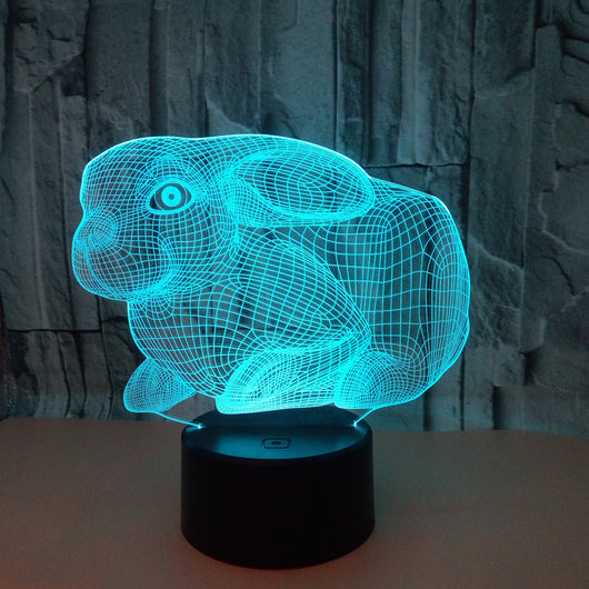 Lámpara 3D Conejo con Control Remoto y Luz Nocturna Táctil - Image 9