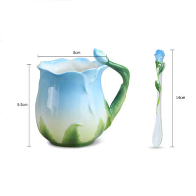 Taza de Cerámica Floral para Café y Té con Diseño Rosa - Image 9