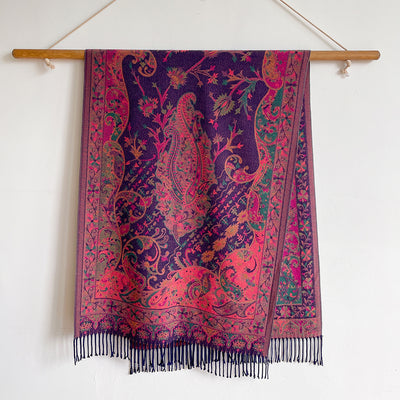 Pashmina Étnica Gruesa con Borlas - Bufanda Térmica Abrigadora - Image 21