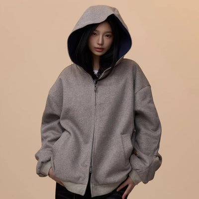 Cardigan Sudadera con Capucha y Doble Cierre - Corte Holgado y Casual