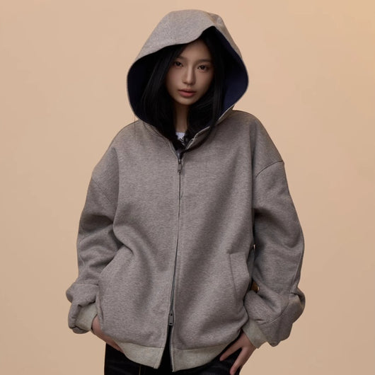 Cardigan Sudadera con Capucha y Doble Cierre - Corte Holgado y Casual