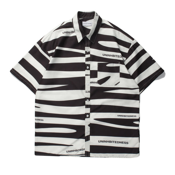 Camisa de Manga Corta con Estampado Personalidad para Hombre