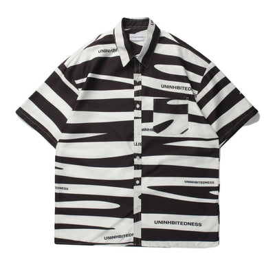 Camisa de Manga Corta con Estampado Personalidad para Hombre