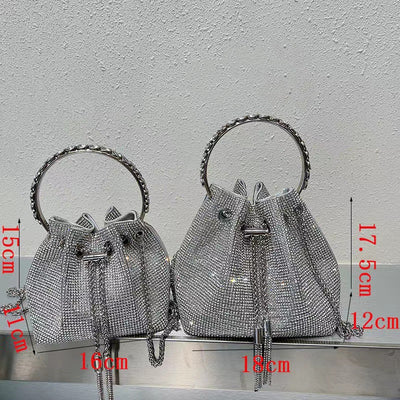 Bolso de Mano con Diamantes y Borlas Arcoíris Brillante - Image 12