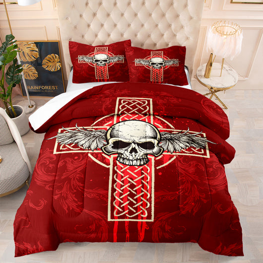Edredón Calavera Halloween Diseño Digital Algodón Plumas Cama Europea - Image 4