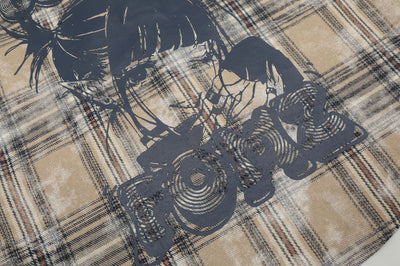 Camisa Cuadros Estilo Retro Americano con Estampado Vintage - Image 17