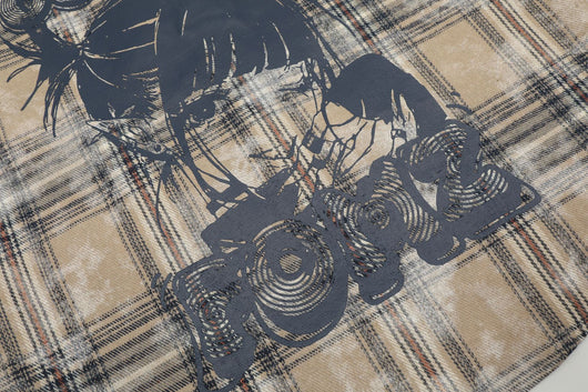 Camisa Cuadros Estilo Retro Americano con Estampado Vintage - Image 17