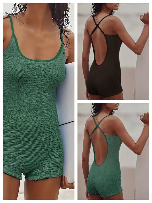 Traje de Baño Enterizo Espalda Descubierta Ajuste Ceñido para Mujer - Image 11