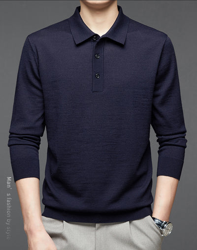 Polo de Lana Fina Merino para Hombre - Camisa de Manga Larga Elegante - Image 20