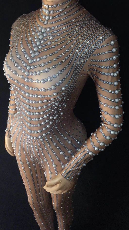 Anillos de Danza y Yoga en Tono Piel con Perla - Enterizo Elástico para Mujer - Image 5