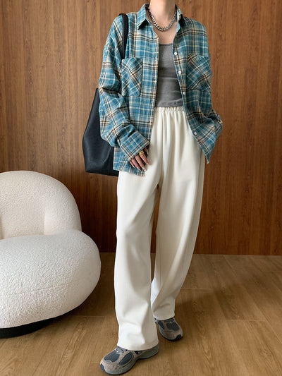 Camisa de Algodón Peinado Estilo Vintage a Cuadros Manga Larga - Image 19