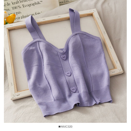 Chaleco Tejido Corto Botones Amor Sweet Wind para Mujer - Image 25