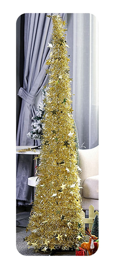 Árbol de Navidad Artificial Plateado Plegable con Soporte - Image 9