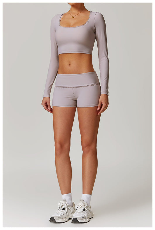 Playera Deportiva Ajustada de Manga Larga - Ropa Yoga Transpirable y Secado Rápido - Image 14