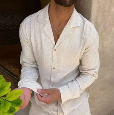 Traje Casual de Manga Larga con Solapa - Camisa y Pantalón Slim Fit para Hombre - Image 12
