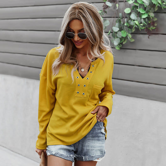 Suéter Tejido Holgado de Color Sólido para Mujer - Abrigo Trendy
