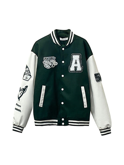 Chaqueta Universitaria para Hombre con Cuello Alzado, Bordado 3D y Letras - Image 11