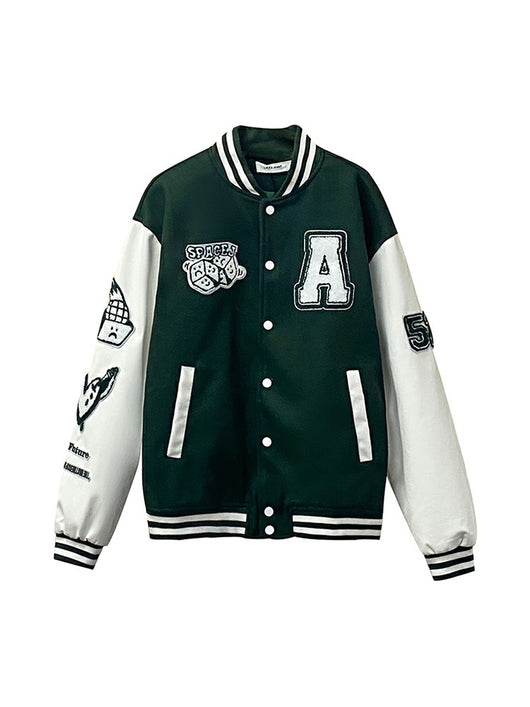 Chaqueta Universitaria para Hombre con Cuello Alzado, Bordado 3D y Letras - Image 11