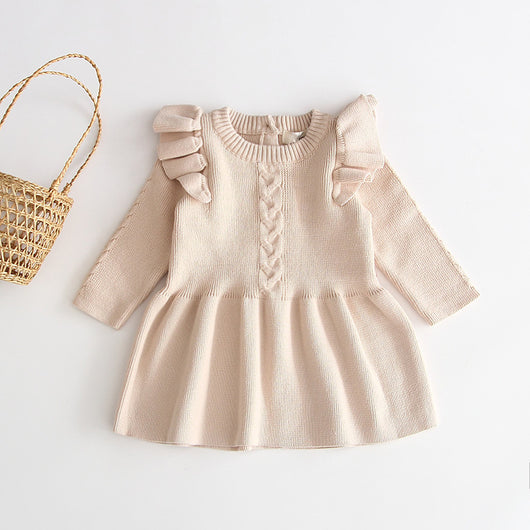 Vestido Infantil Tejido de Manga Larga Color Sólido - Image 20