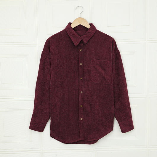 Camisa de Pana para Mujer con Solapa y Bolsillos - Image 3