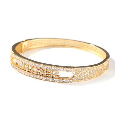 Pulsera de Letras con Incrustaciones de Cobre y Circón de 11MM - Image 7