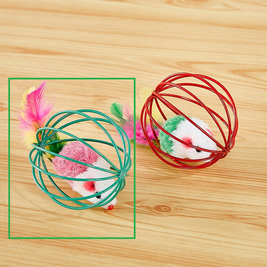 Juguete Interactivo para Gatos con Ratón de Lacado y Jaula de Alambre - Image 7